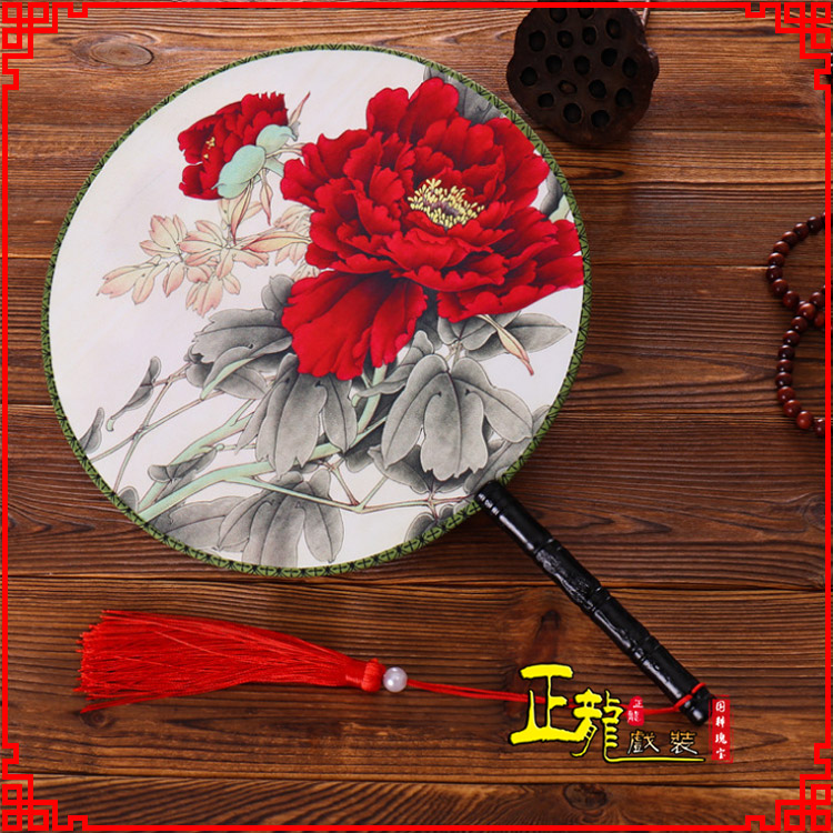 陆川古典中国风团扇空白扇跳舞蹈扇 真丝宫扇