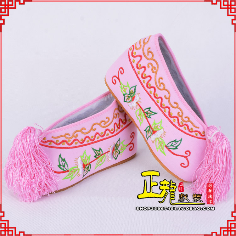 陆川花旦鞋女绣花彩鞋 舒适款草花内高彩鞋